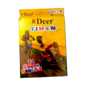 Deer TIKON 12 Color Pencils (Half Pack) – bright colors, smooth coloring & safe for kids. Ideal for school projects, drawing, and creative fun