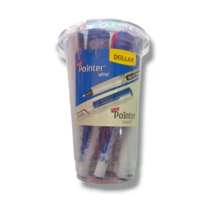 Dollar New Pointer pen set in black, red, and blue