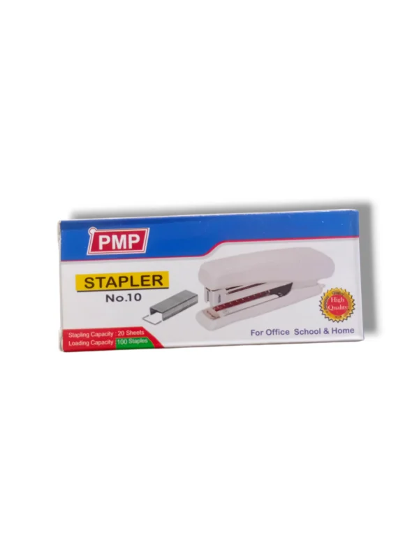 PMP Stapler 102 stapling documents on a desk