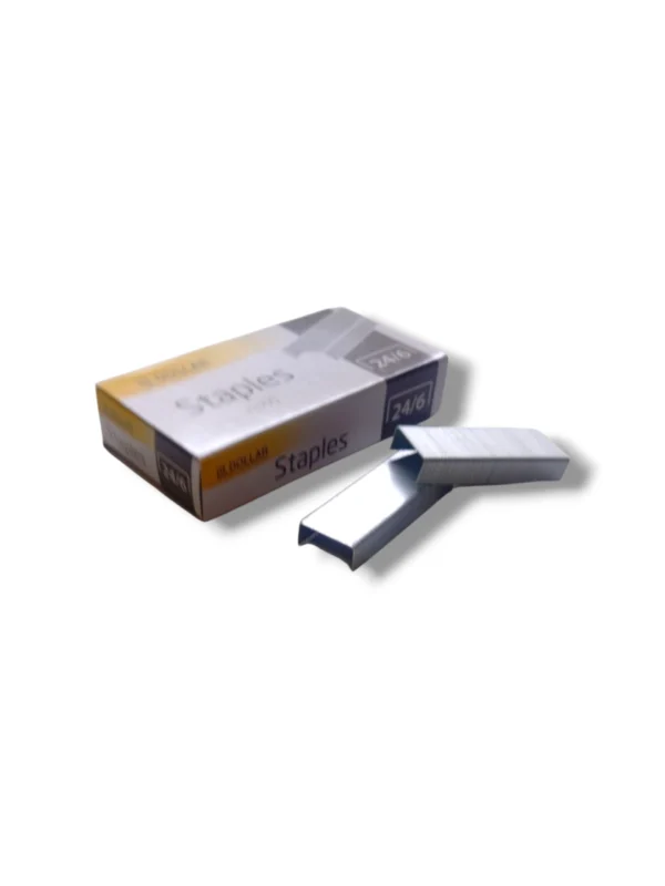 Premium Steel Dollar Staples 24/6 Close-Up of Dollar Staples 24/6 Steel Finish