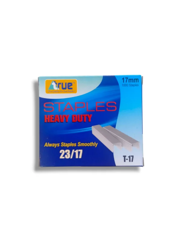 True 23/17 T-17 Heavy Duty Staples – Secure 20mm Binding True Heavy Duty Staples 23/17 (20mm) T-17 box packaging