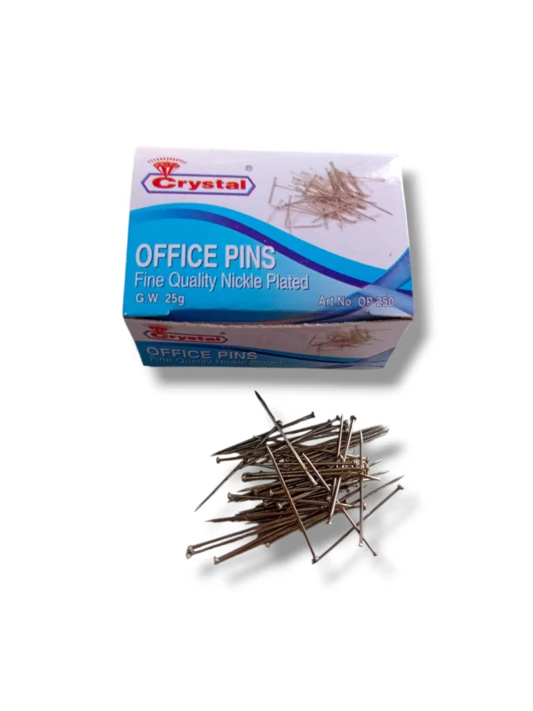 Crystal Paper Pins OP 250 – Durable Steel Paper Fasteners Crystal Paper Pins OP 250 for office, school, and home use