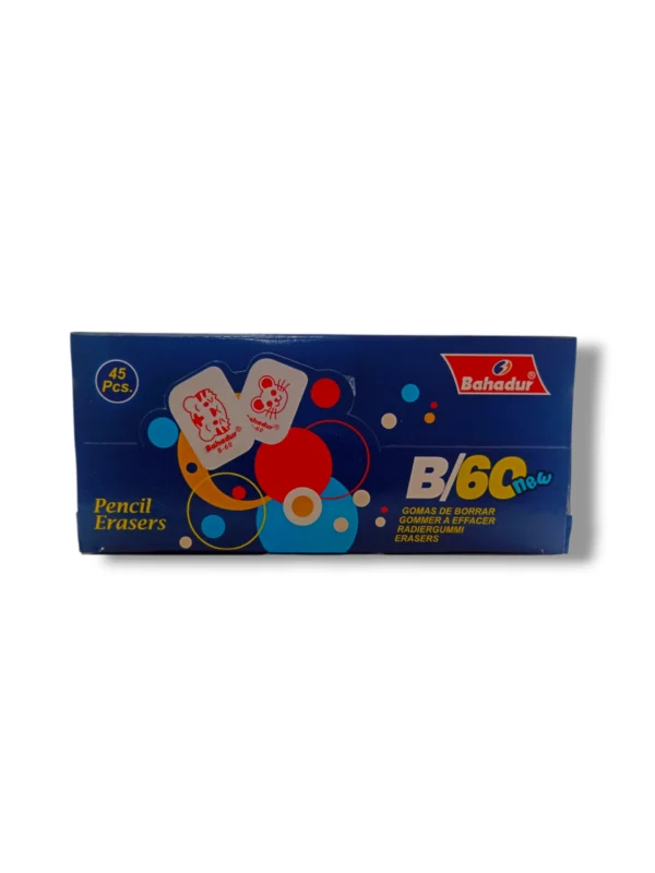 Bahadur Pencil Eraser B/60 – Dust-Free Erasing for Students