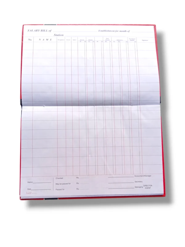 Salary Register 3896 inside pages layout