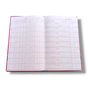 Inside pages of Restrict Register with structured columns