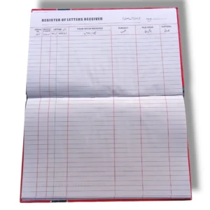 Register of Letters Receive with structured pages