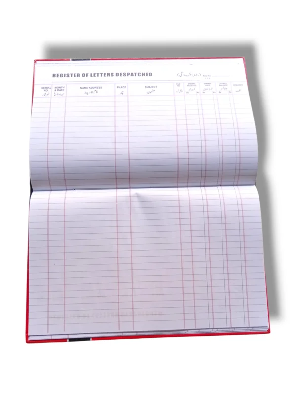 Register of Letter Dispatch structured columns inside