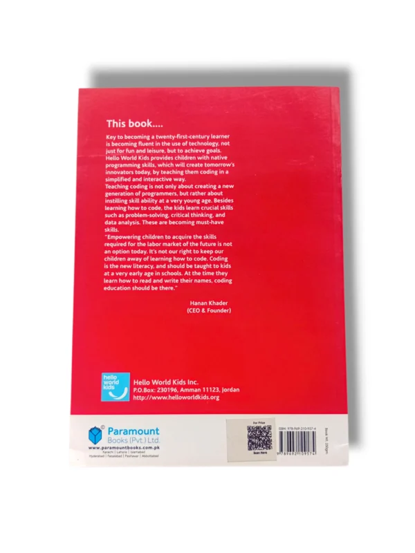 Inside pages of Paramount Hello World Kids 8 showing coding lessons