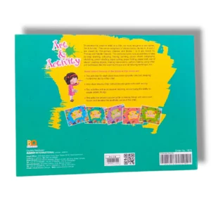 Inside pages of Albakio Art & Activity 2 with drawing and coloring activities