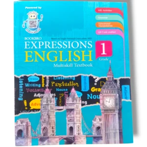 Albakio Expression English 1 book cover – beginner English workbook for kids