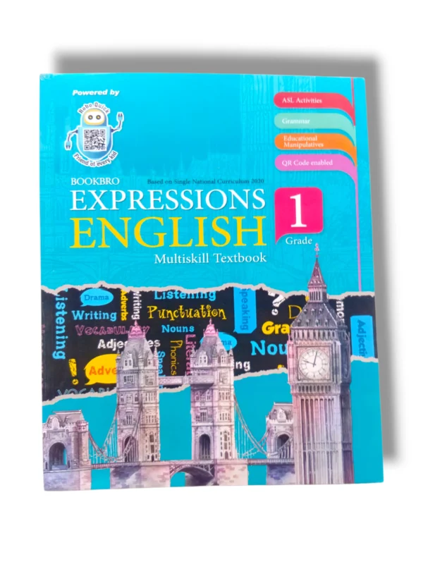 Albakio Expression English 1 book cover – beginner English workbook for kids