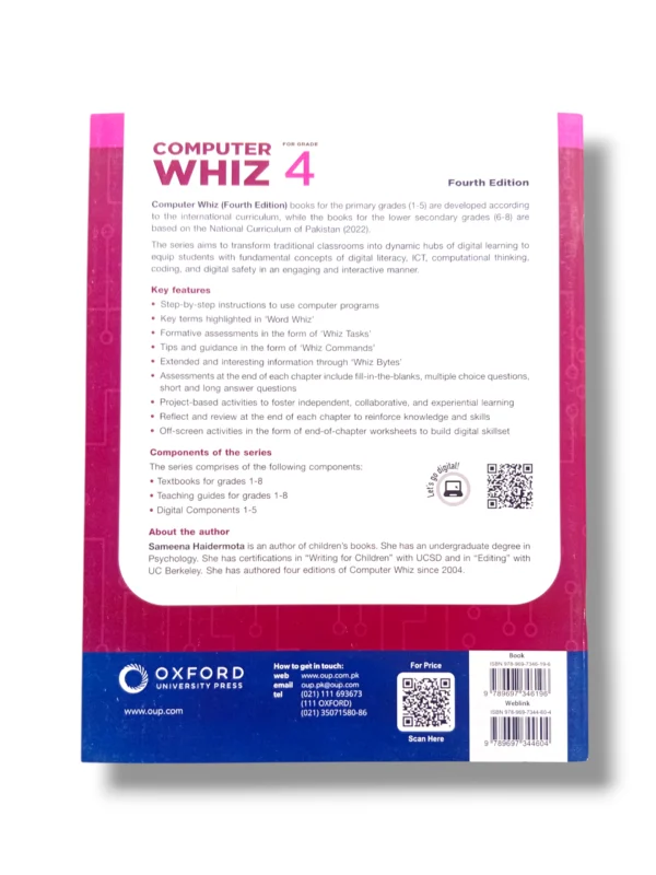 Oxford Computer WHIZ 4 Back Cover Back cover of Oxford Computer WHIZ 4 advanced computer learning book