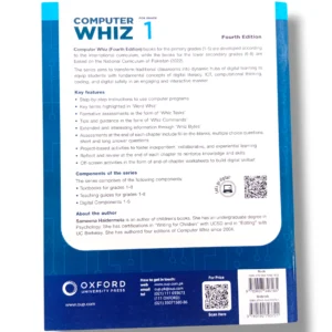 Back cover of Oxford Computer WHIZ 1 computer learning book for kids