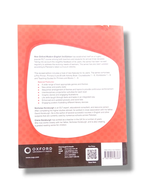 Back cover of Oxford New Modern English Workbook 5 grammar and writing workbook