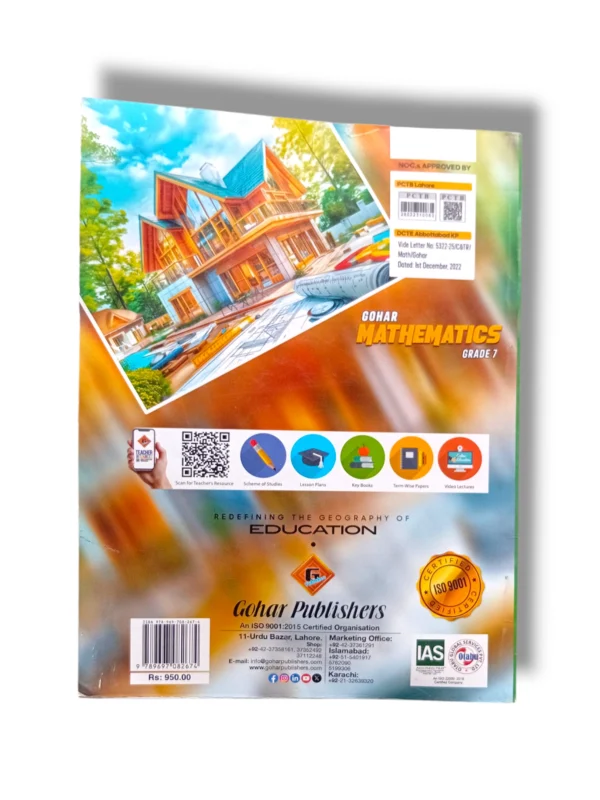 Inside pages of Gohar Mathematics 7 showing algebra lessons