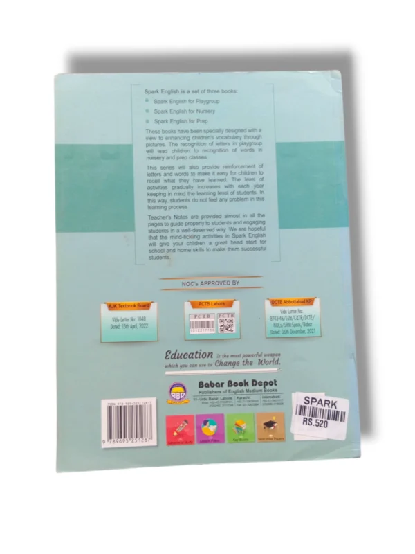 Child Learning Alphabets with Spark English Nursery Book
