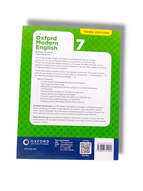 Inside pages of Oxford New Modern English 7 showing grammar exercises