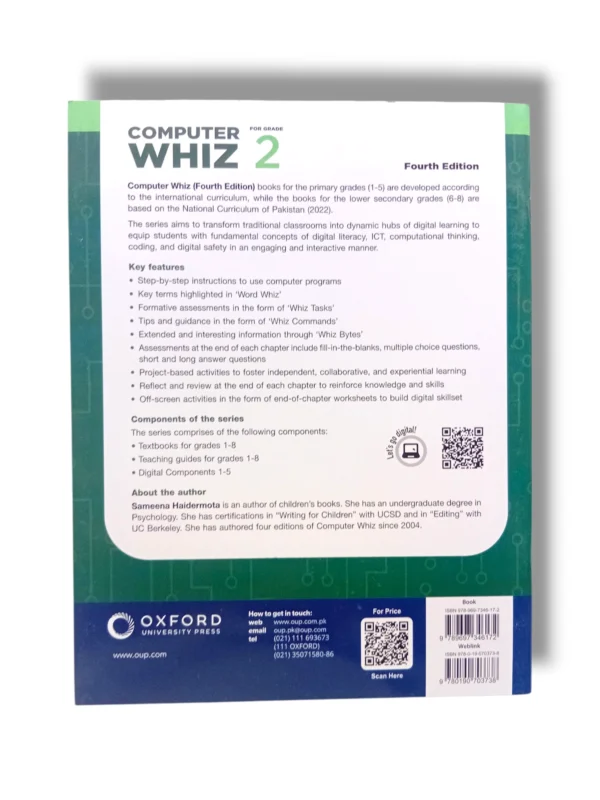 Inside pages of Oxford Computer WHIZ 2 with colorful lessons