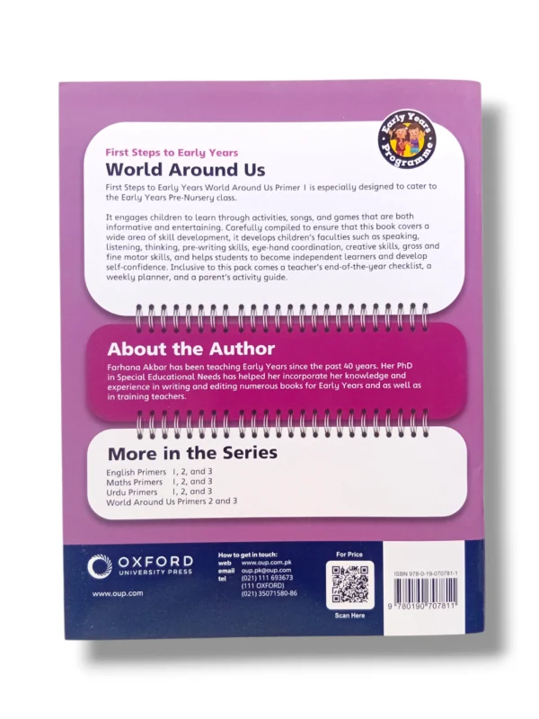 Inside pages of Oxford World Around Us Pre Premier showing activities