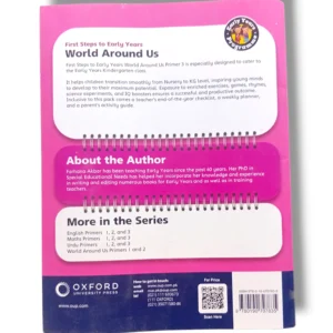 Inside pages of Oxford World Around Us Pre Premier 3 showing colorful lessons