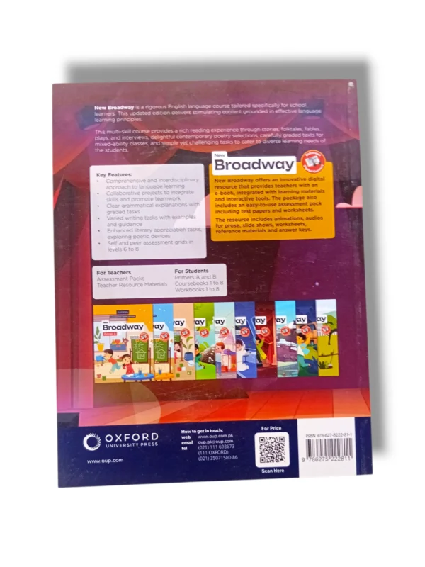 Inside pages of Oxford New Broadway 5 with stories and activities