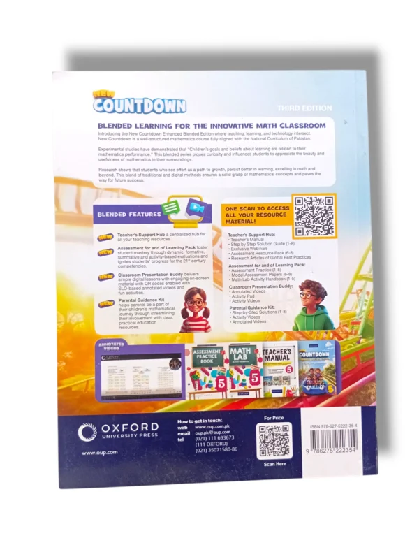 : Inside pages of Oxford Countdown 5 showing algebra and geometry exercises
