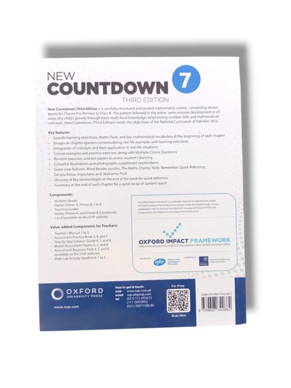 Inside pages of Oxford Countdown 7 showing algebra and geometry exercises