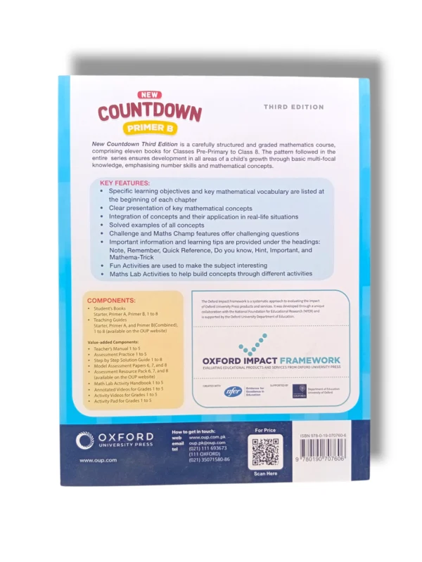 Inside pages of Oxford Countdown Premier B showing math problems