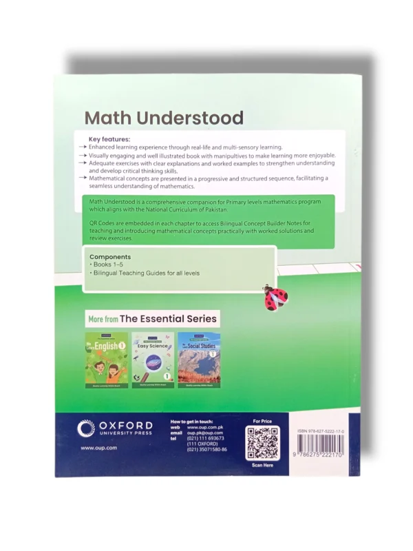 Back cover of Oxford Math Understood 1 showing publisher information and summary