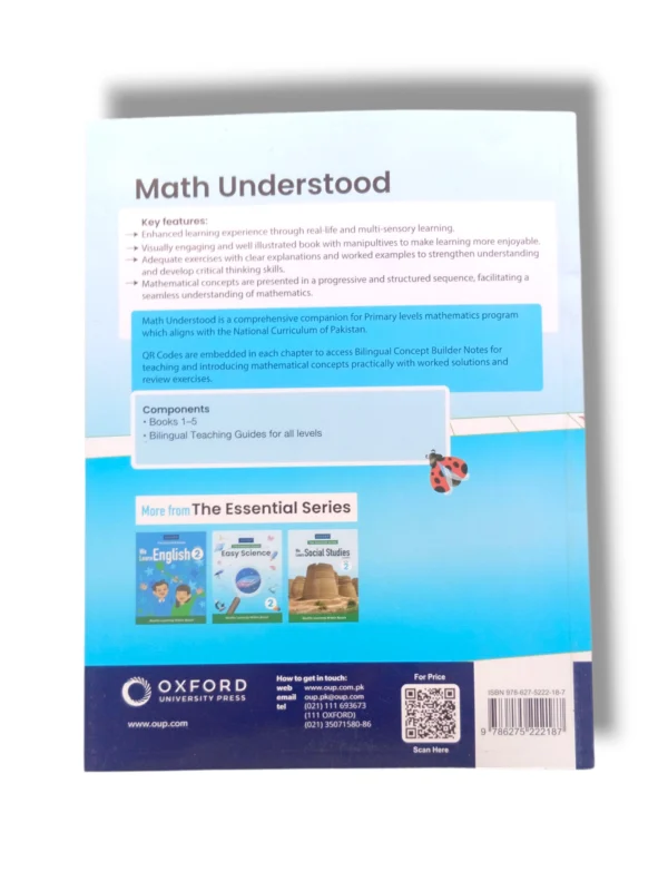 Back cover of Oxford Math Understood 2 showing publisher details and ISBN