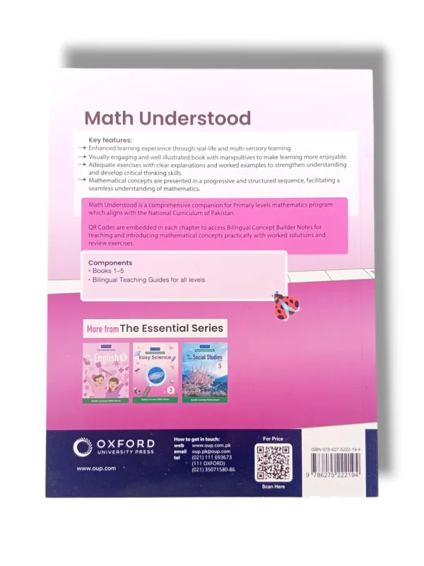Back cover of Oxford Math Understood 3 showing summary, ISBN, and publisher details