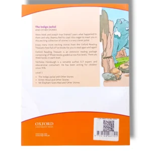 Back cover of Oxford Story Book The Indigo Jackal with summary and ISBN