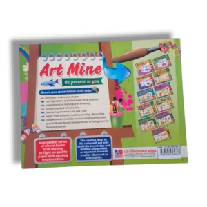 Inside pages of GABA Art Mine 1 with coloring and drawing exercises