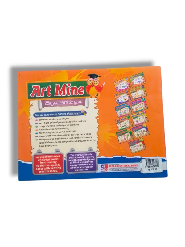 Inside pages of GABA Art Mine C showing creative drawing and coloring activities