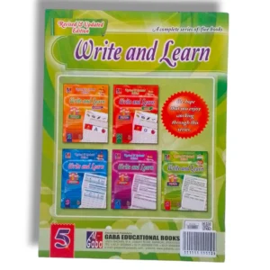 Inside pages of GABA Write and Learn 5 with sentence and paragraph writing exercises