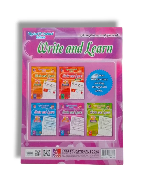 Inside pages of GABA Write and Learn 4 showing sentence writing exercises