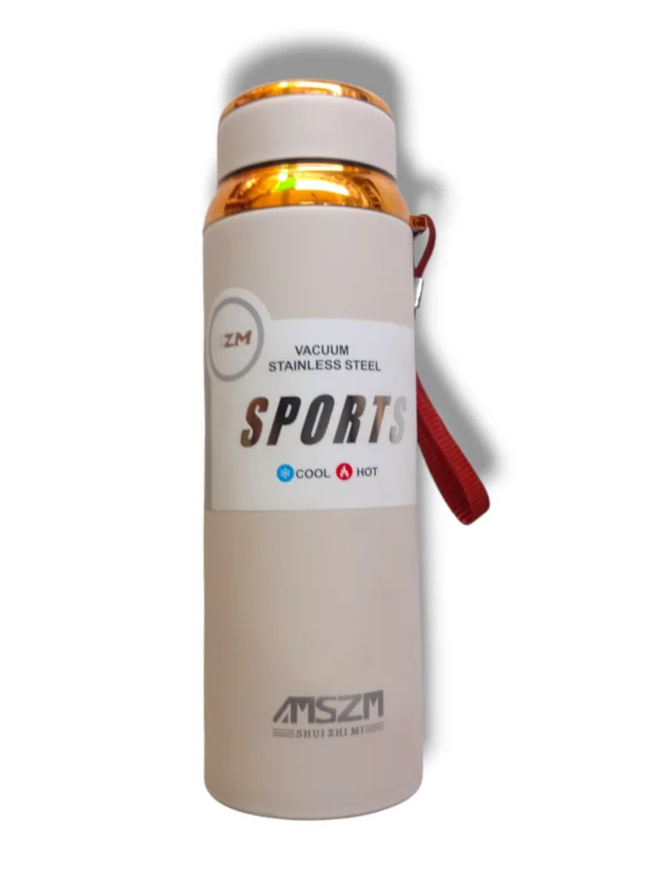 Vacuum insulated steel water bottle in eggshell color.