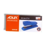 Adler 1711 heavy-duty stapler in use on a stack of papers.