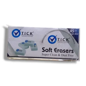 Tick Soft Eraser ER-002 gently removes pencil marks without tearing paper.