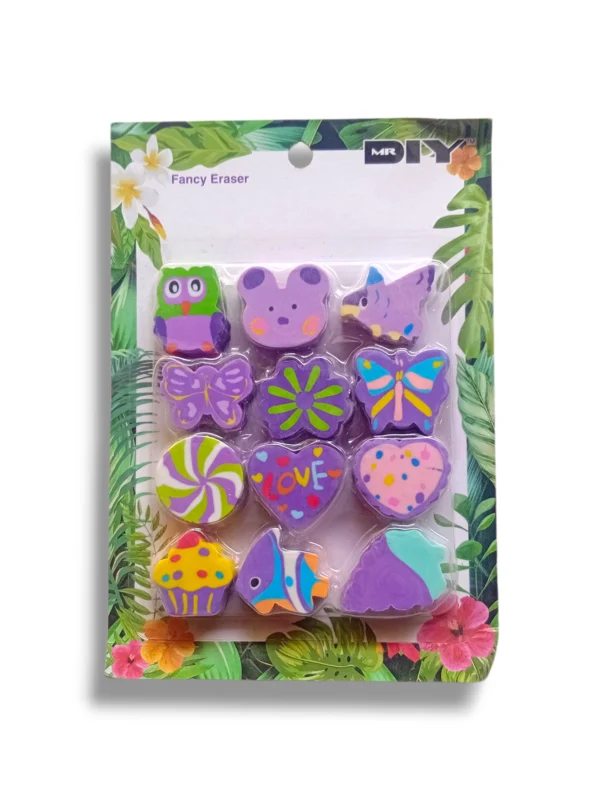 Fancy eraser with decorative design and gold foil accents.