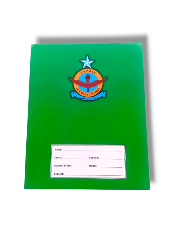 Fazaia Schools and College green English notebook